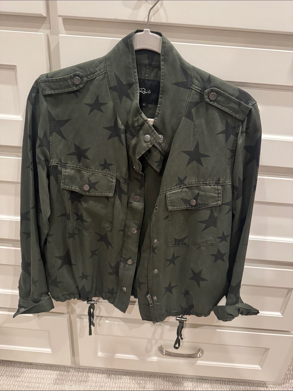 Rails Olive Green Star Print Military Jacket